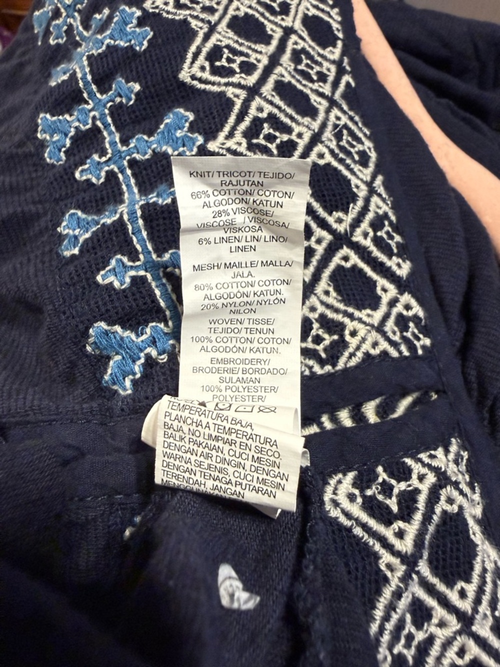 Lucky Brand Navy Blue Embroidered Peasant Blouse - Picture 8 of 8